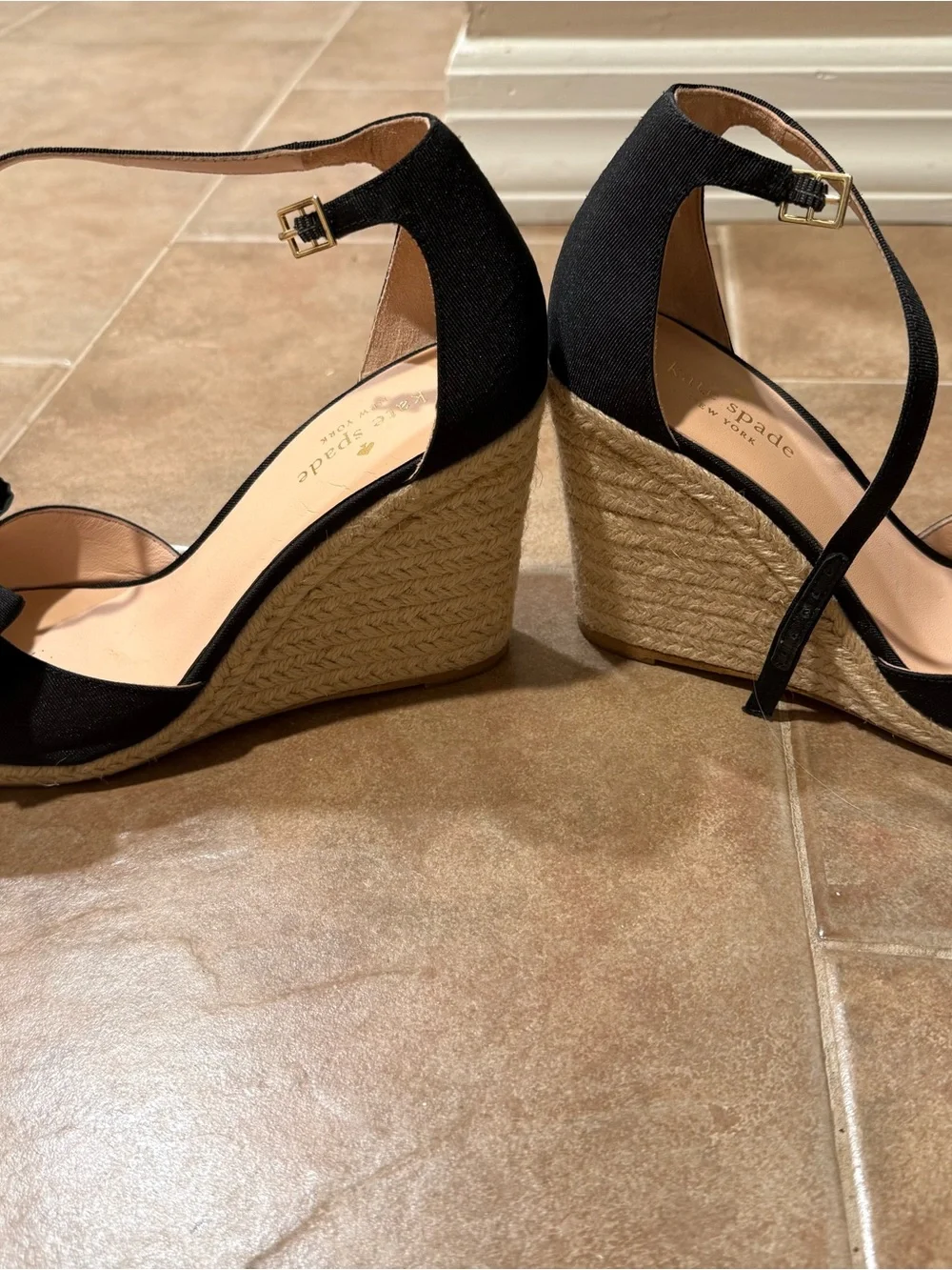kate spade Black Bow Espadrille Ankle-Strap Sandals